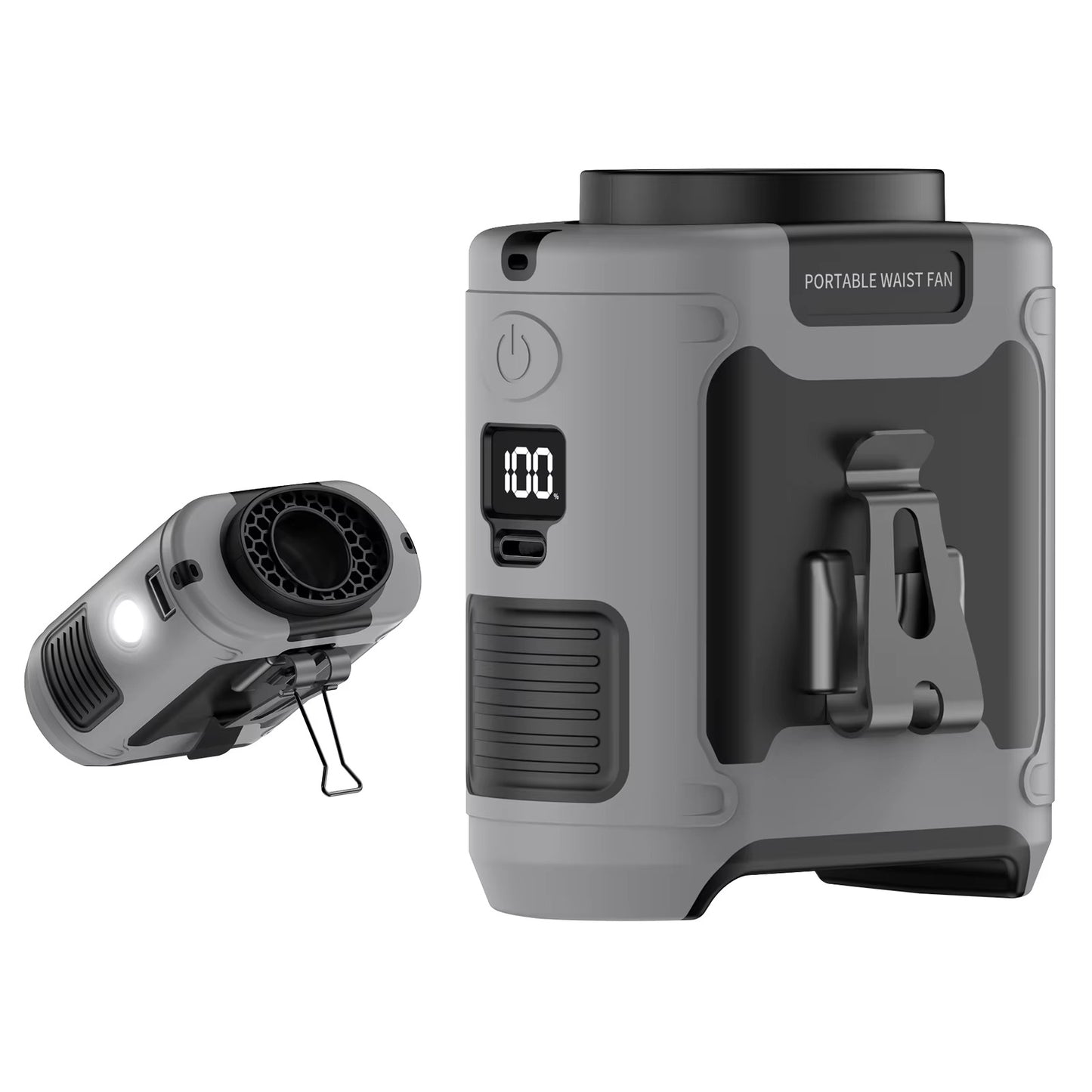 10000mAh Portable Outdoor Waist Fan Hanging Neck Strong Wind with Power Bank LED Lighting for Emergency Sports Outdoor W