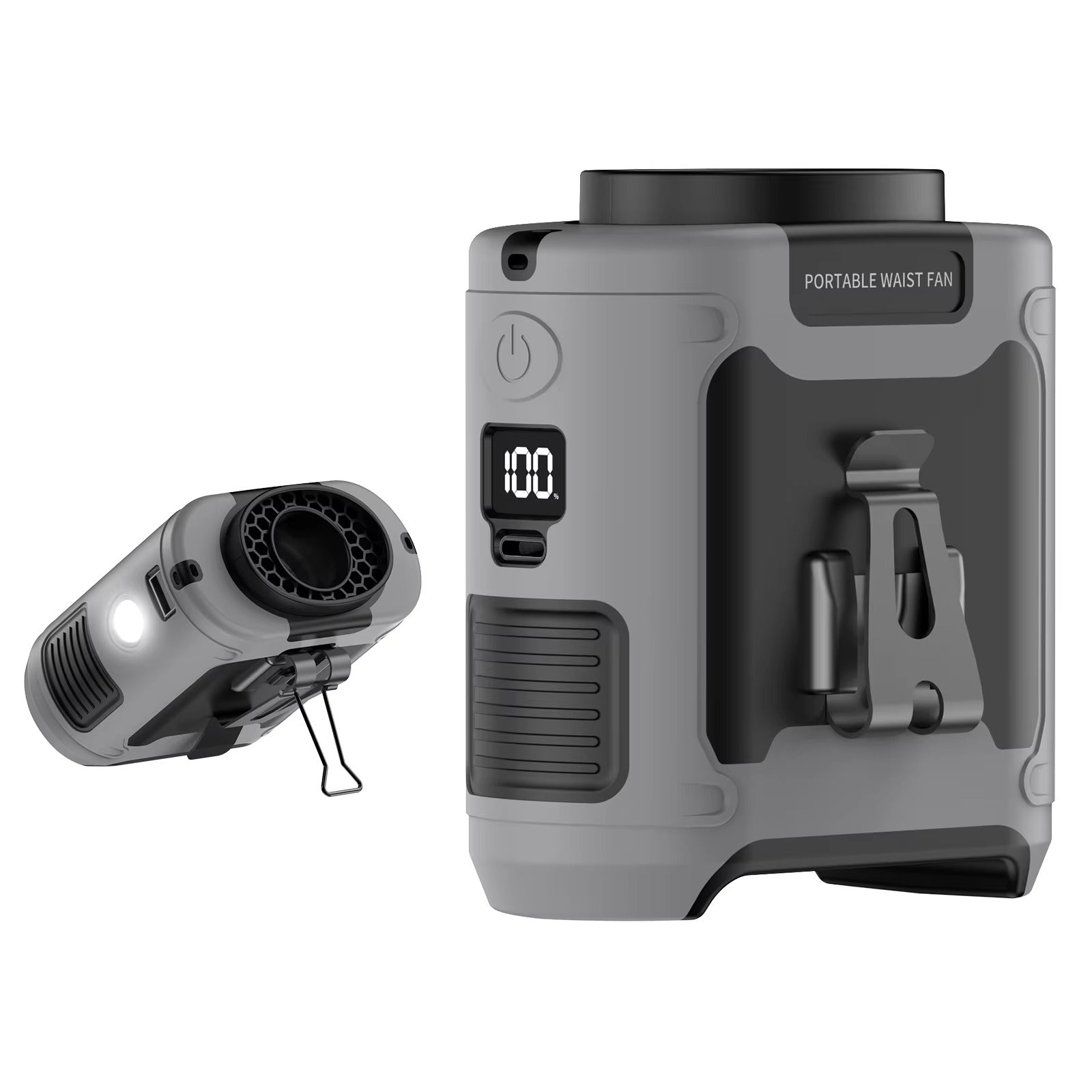 10000mAh Portable Outdoor Waist Fan Hanging Neck Strong Wind with Power Bank LED Lighting for Emergency Sports Outdoor W