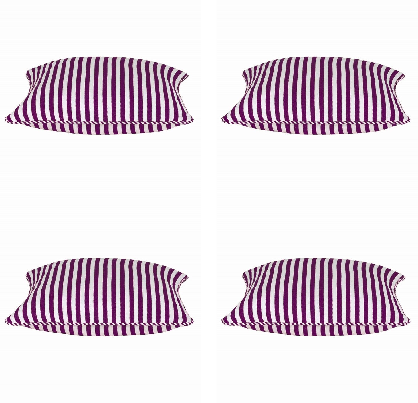 Pack of 4 Dandi Fuchsia Plum Purple & White Striped Square Cushion Covers 40x40cm