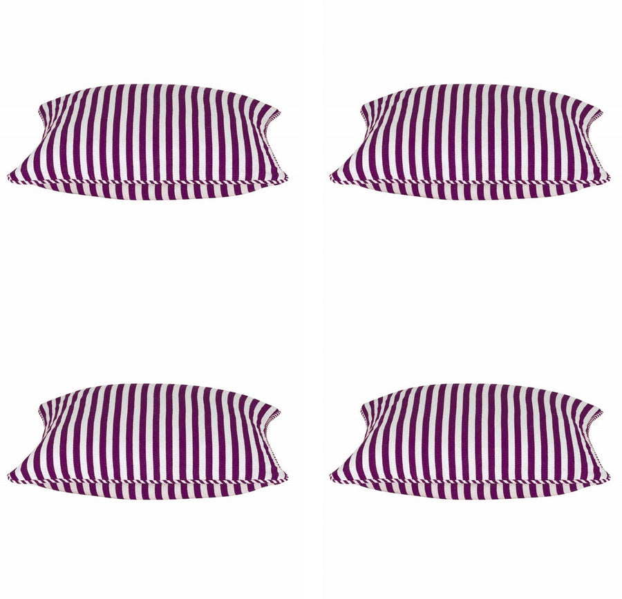 Pack of 4 Dandi Fuchsia Plum Purple & White Striped Square Cushion Covers 40x40cm
