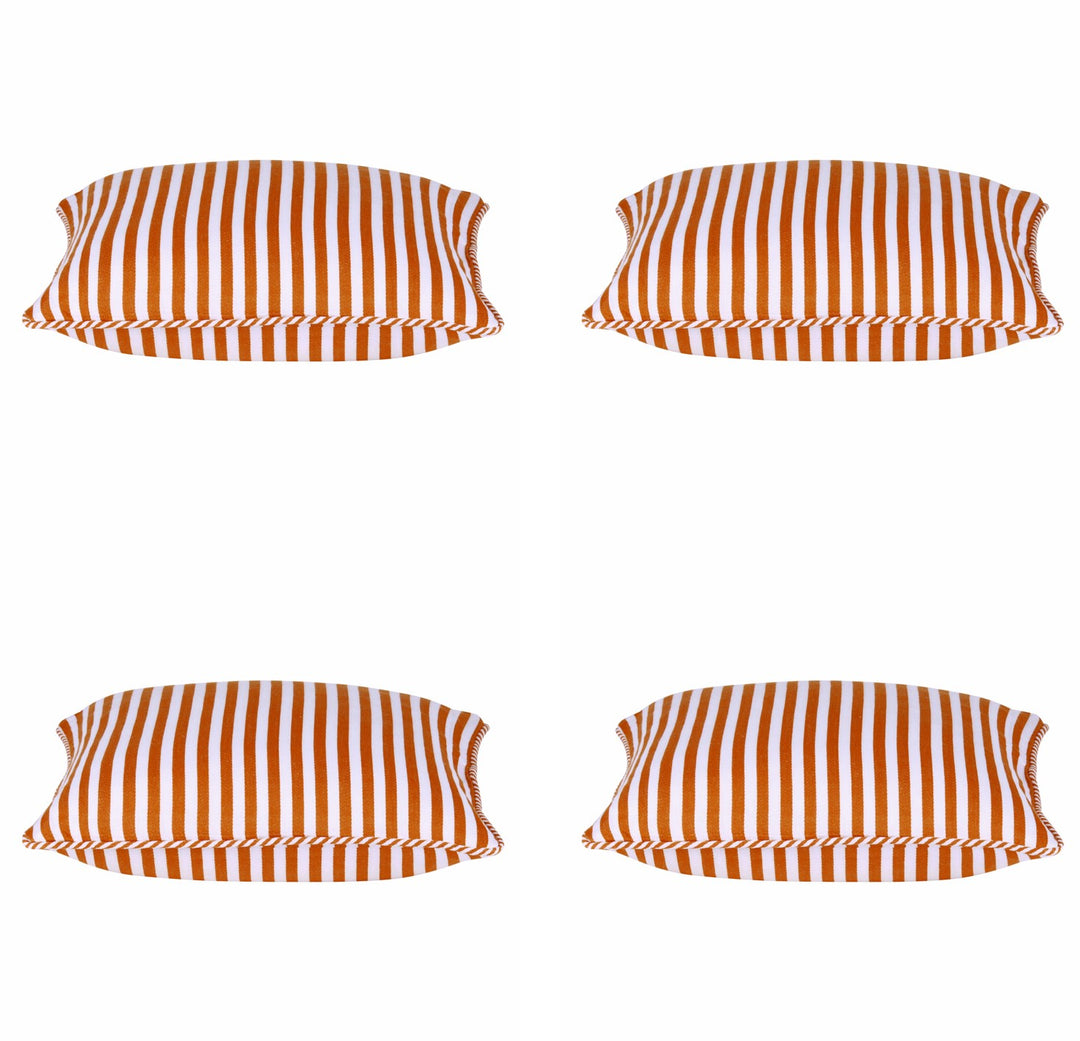 Pack of 4 Dandi Orange & White Striped Nautical Cushion Covers 40x40cm