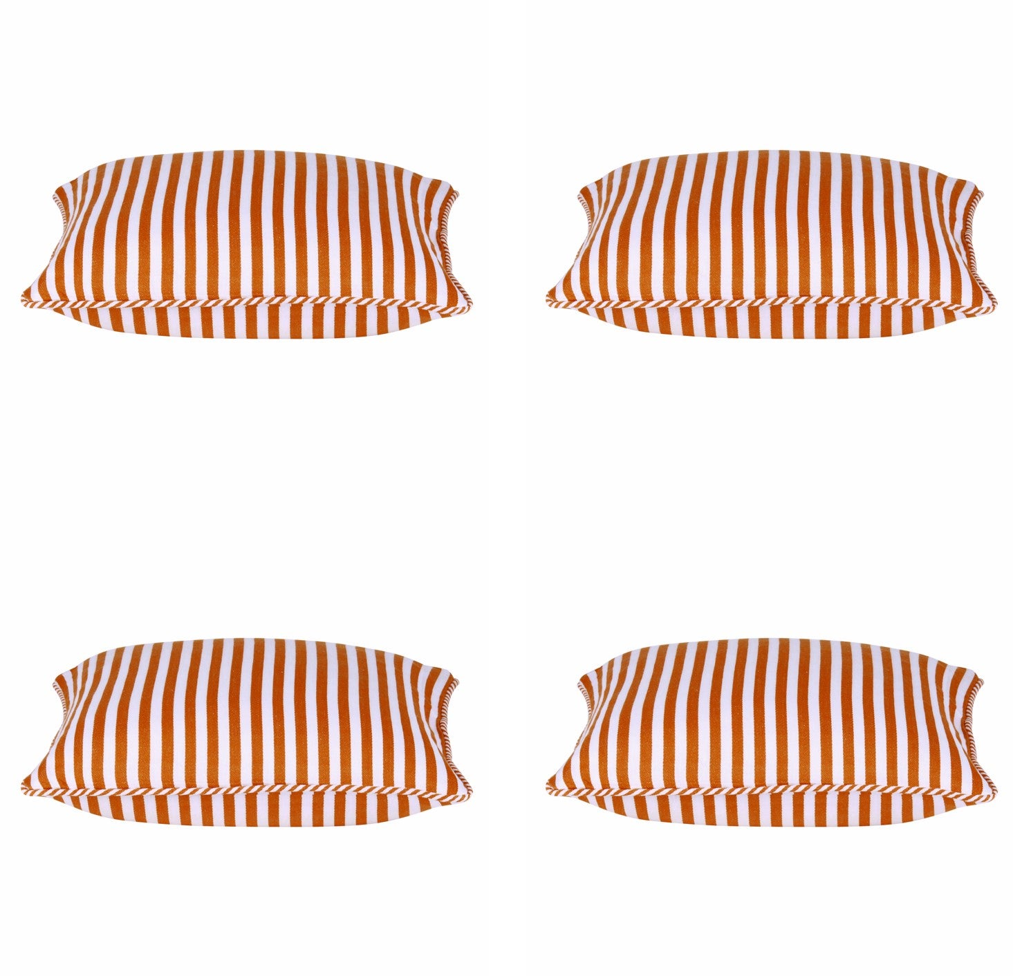 Pack of 4 Dandi Orange & White Striped Nautical Cushion Covers 40x40cm