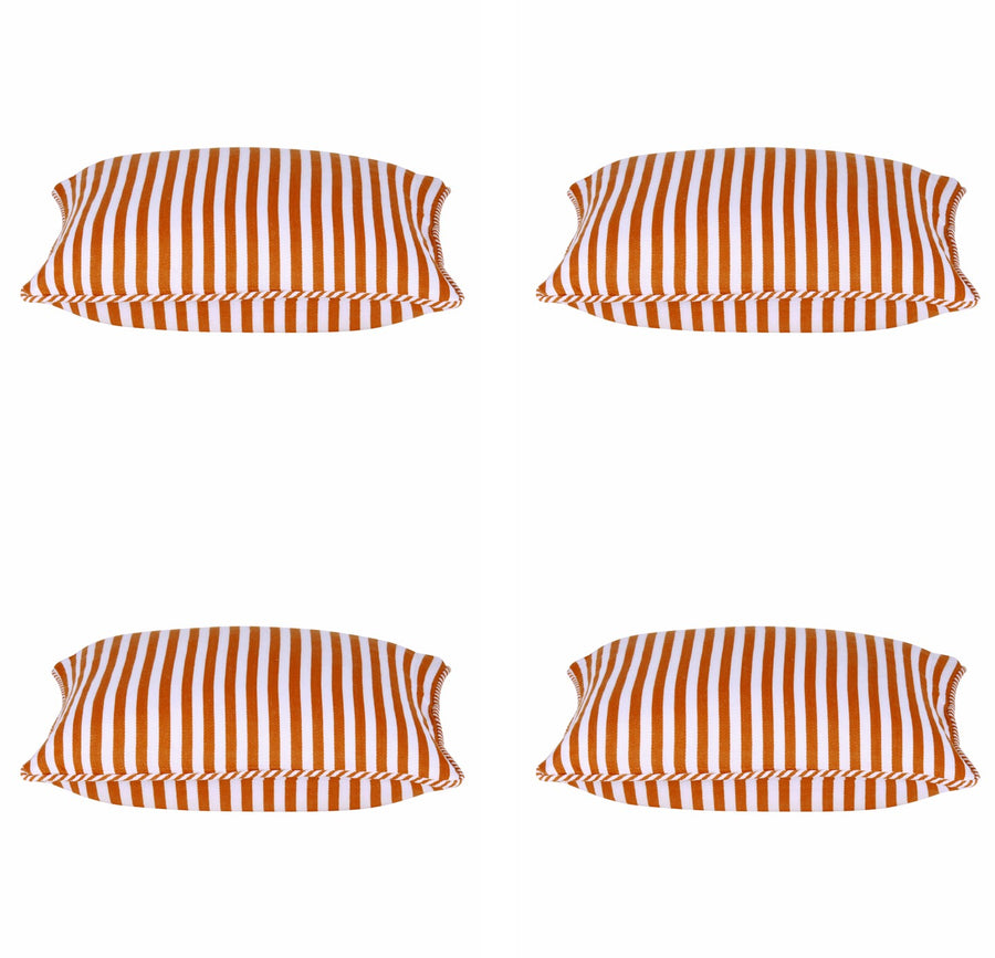 Pack of 4 Dandi Orange & White Striped Nautical Cushion Covers 40x40cm