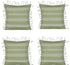 Pack of 4 Fresh Green & White Striped Cushion Cover with white knotted edging