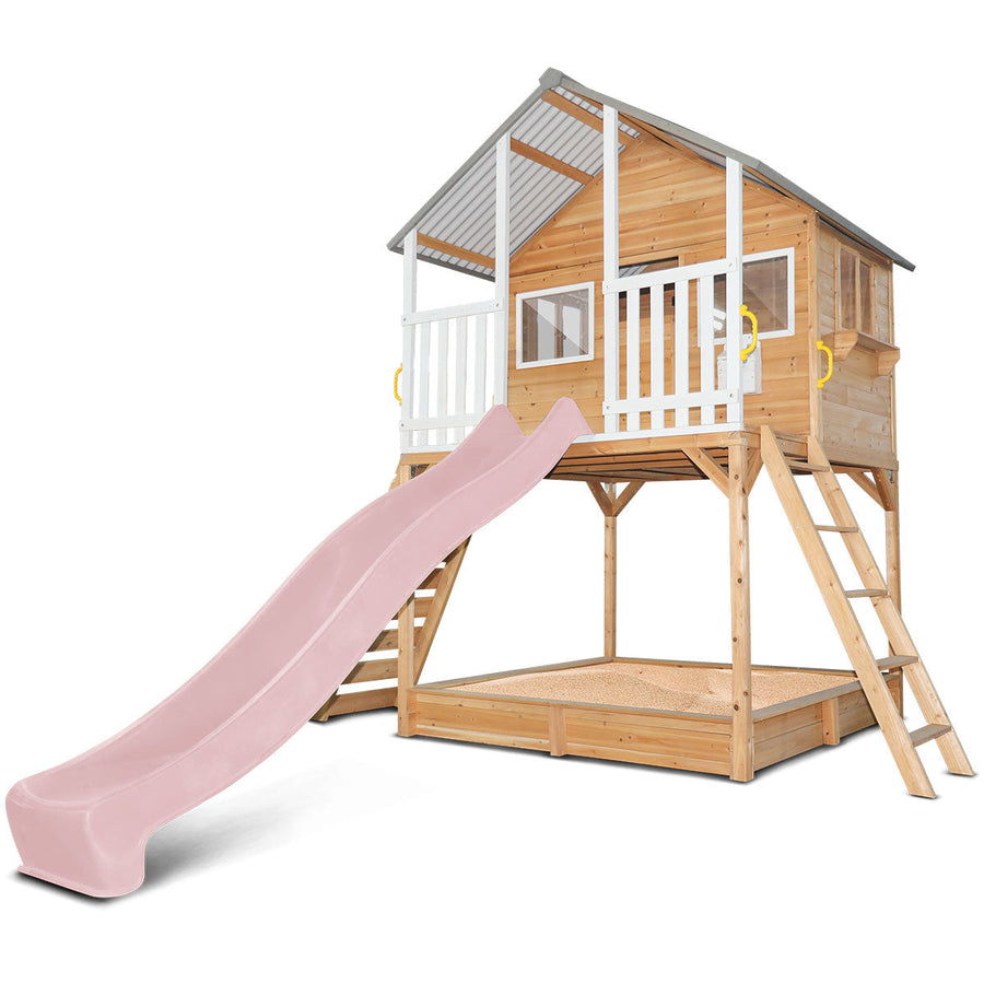 Lifespan Kids Winchester Cubby House (Elevated 1.45m) with 3.0m Slide (Pastel Pink)