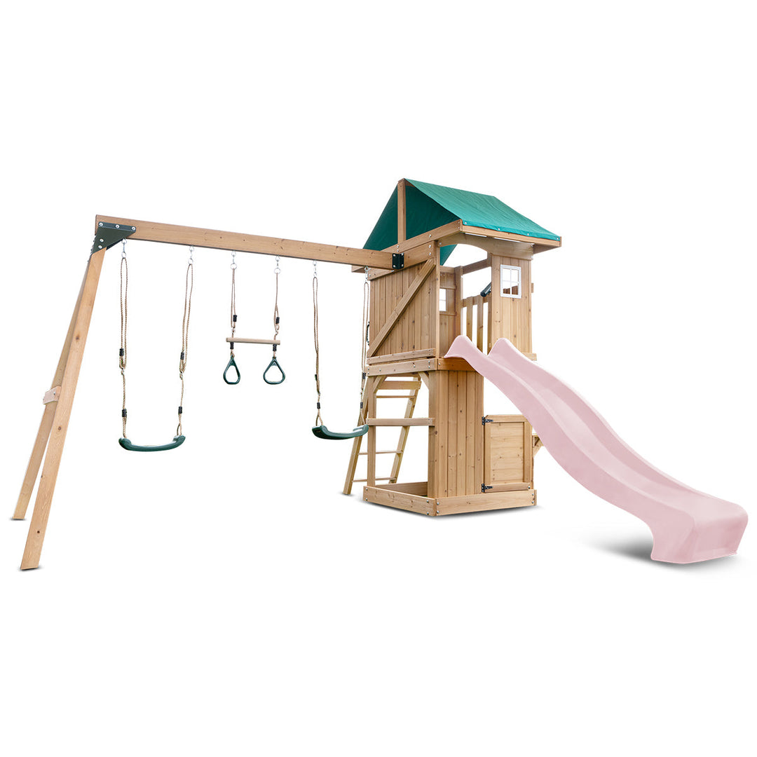 Lifespan Kids Montrose Swing Set & Play Centre with 2.2m Slide (Pastel Pink)