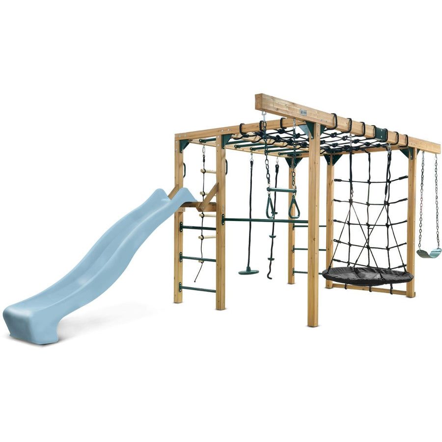 Lifespan Kids Orangutan Monkey Bars Jungle Gym Climbing Frame with 2.2m Slide (Pastel Blue)