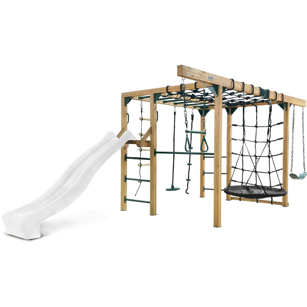 Lifespan Kids Orangutan Monkey Bars Jungle Gym Climbing Frame with 2.2m Slide (White)
