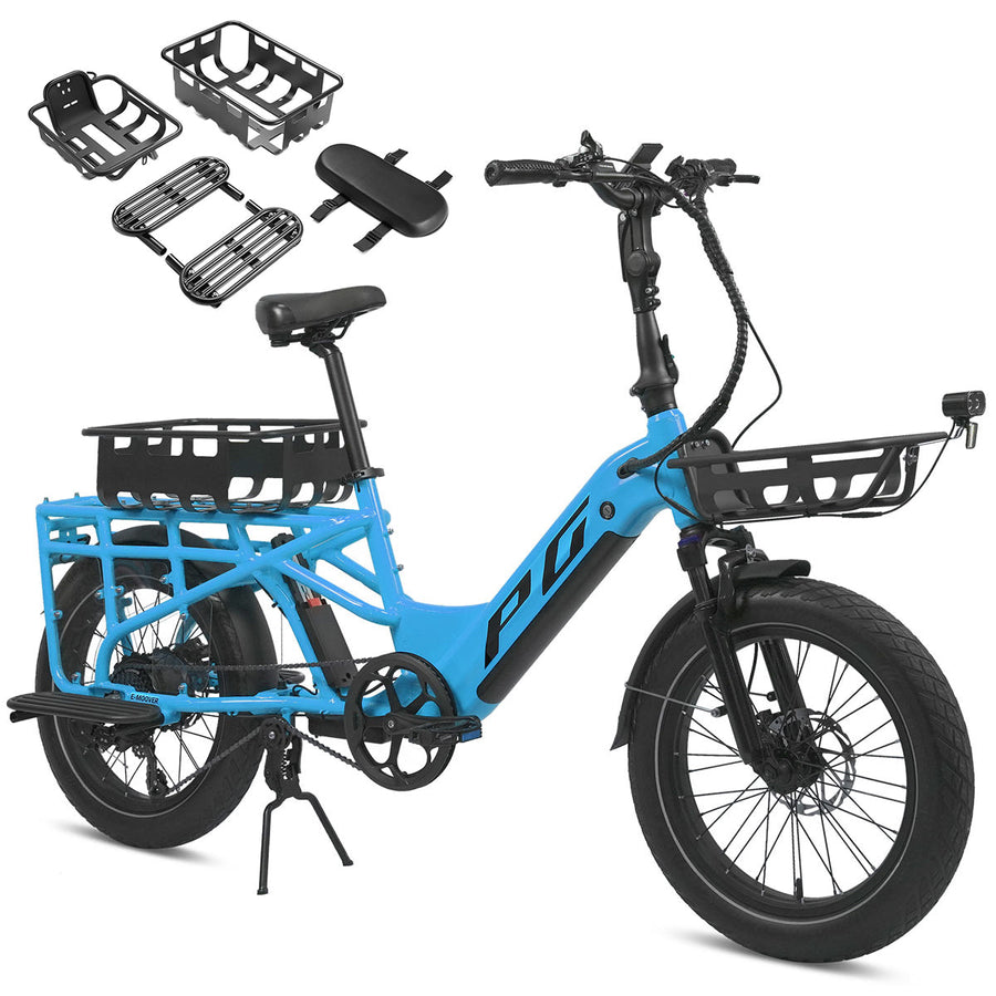 Progear Bikes E-Moover E-Cargo Bike + Accessory Kit - Electric Blue