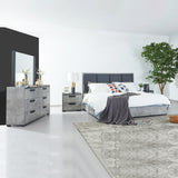 Queen 4 Pcs Bedroom Suite with Tallboy Fabric Upholstery MDF Combination of Black & Cement Colour