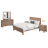 4 Pieces Bedroom Suite in Solid Wood Veneered Acacia Construction Timber Slat Double Size Oak Colour Bed, Bedside Table 