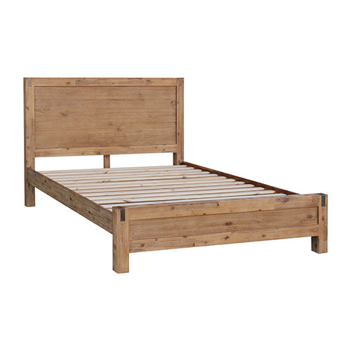 5 Pieces Bedroom Suite in Solid Wood Veneered Acacia Construction Timber Slat King Size Oak Colour Bed, Bedside Table , 