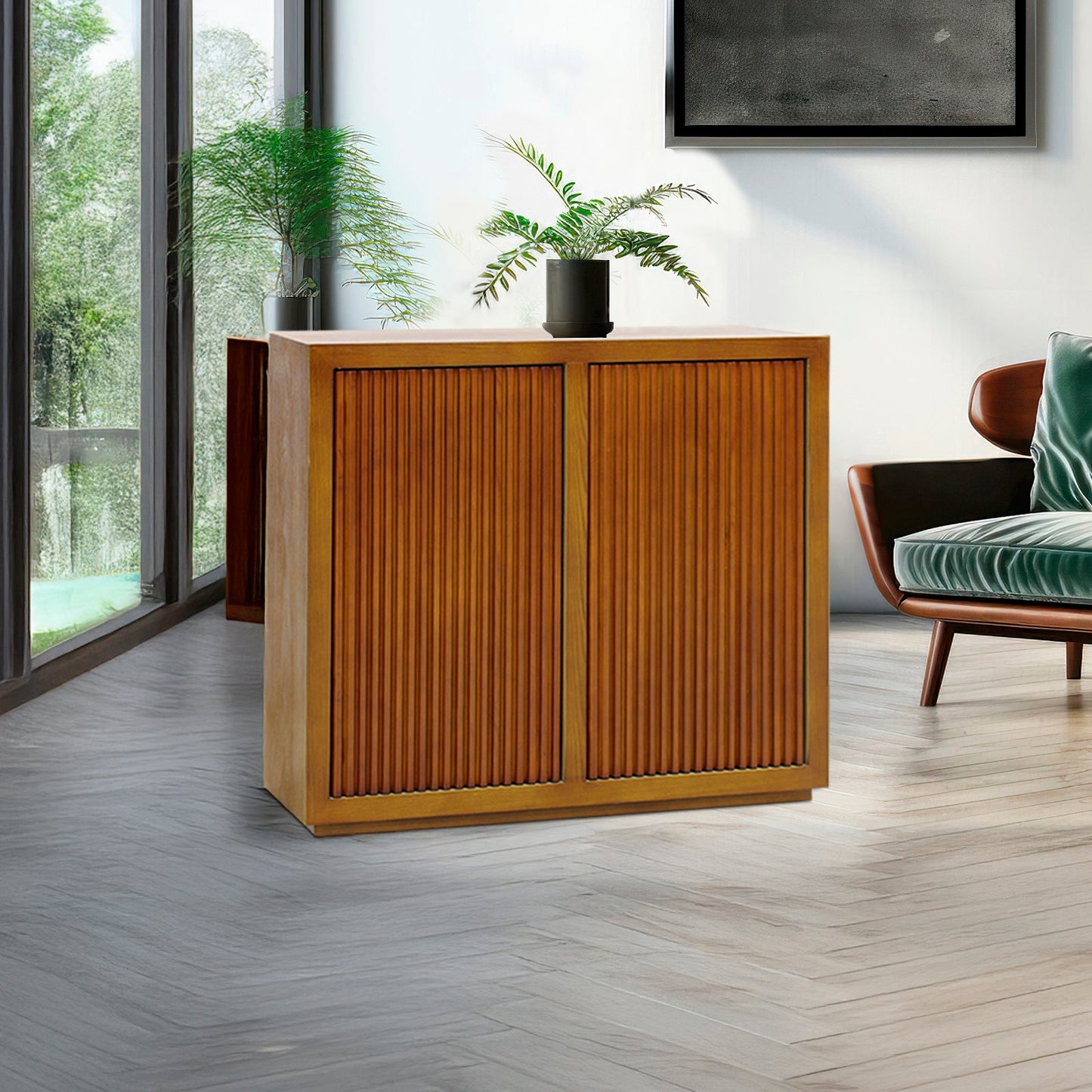 Buffet MDF Brown Colour Two Doors Sideboard Storage Cabinet
