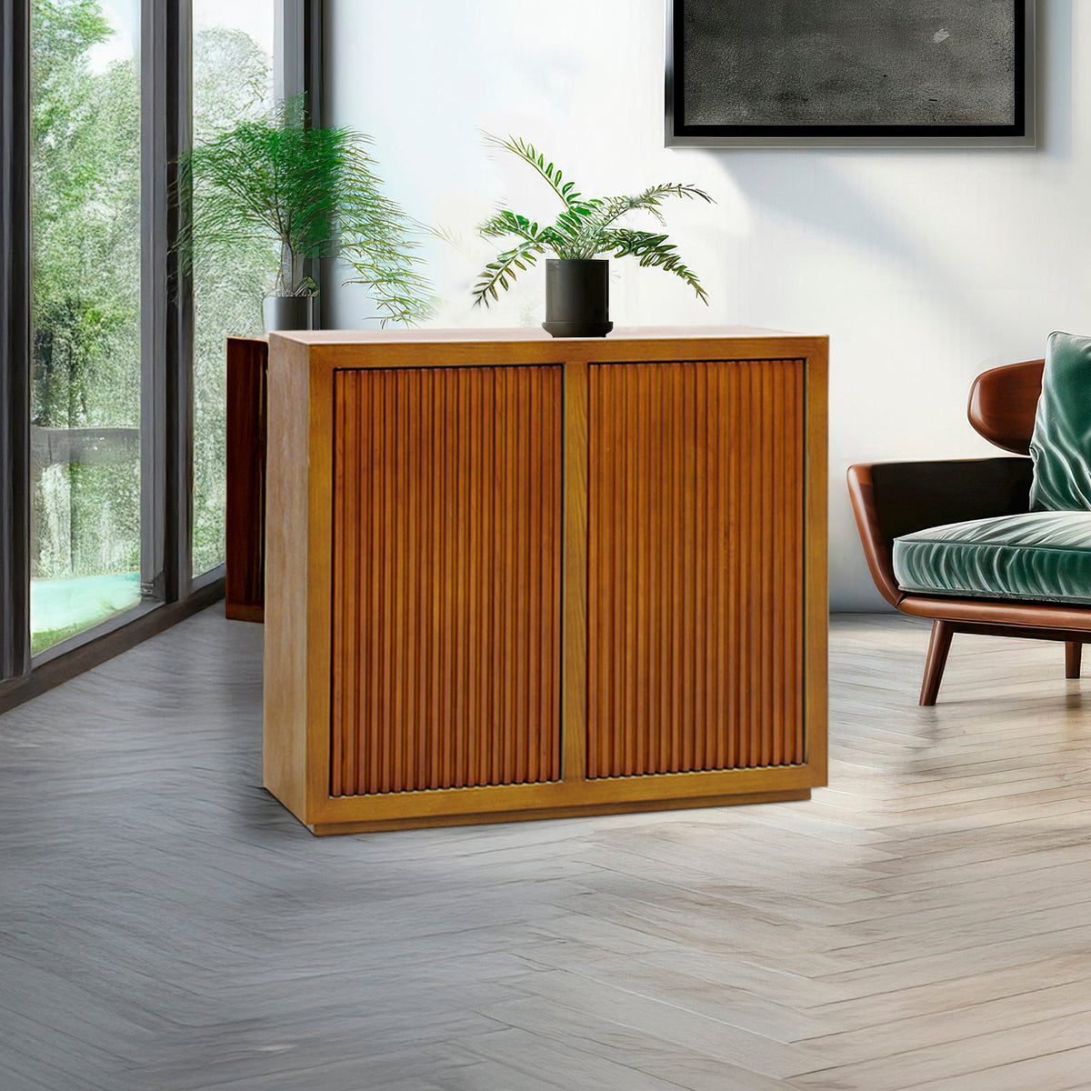 Buffet MDF Brown Colour Two Doors Sideboard Storage Cabinet