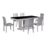 7 Pieces Dining Suite Dining Table & 6X  White Chairs in Rectangular Shape High Glossy MDF Wooden Base Combination of Bl