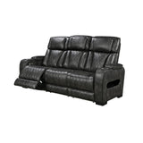 3 Seater Electric Air Leather Dark Grey Recliner