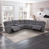 Large Sectional Corner Modular Lounge Suite in Fabric with Electric Recliner
