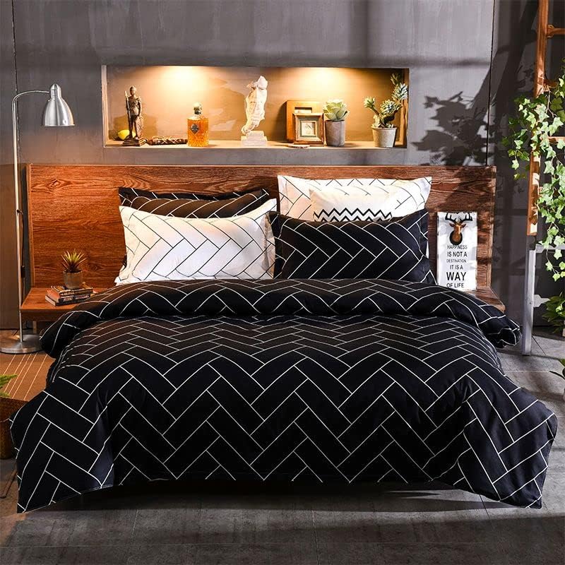 Print Microfibre Quilt Cover Set (3Pcs) - Ultra Soft, Comfy, Luxurious Duvet Cover with Zipper Closure - Elegant Design 