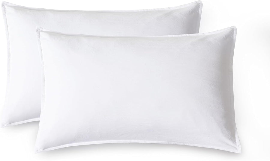 Vintage Washed Microfibre King Pillowcases - Ultra Soft & Skin-Friendly - Set of 2 - 50cm x 90cm (White)