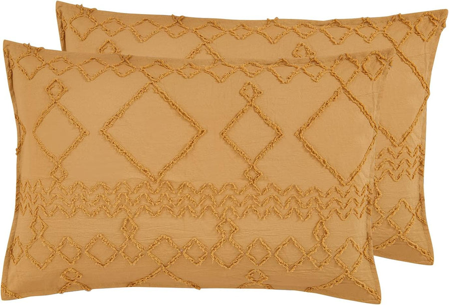 100% Premium Microfibre Tufted Standard Pillowcases - Set of 2 Luxurious Standard Pillow Cover with Elegant Design - Car