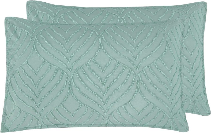 100% Premium Microfibre Tufted Standard Pillowcases - Set of 2 Luxurious Standard Pillow Cover with Elegant Design - Sag