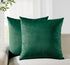 Twin-Pack Velvet Cushion Covers - Soft Microfibre Cushion Covers with Hidden Zipper (Emerald Green, 65cm*65cm)