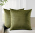 Twin-Pack Velvet Cushion Covers - Soft Microfibre Cushion Covers with Hidden Zipper (Olive Green, 65cm*65cm)