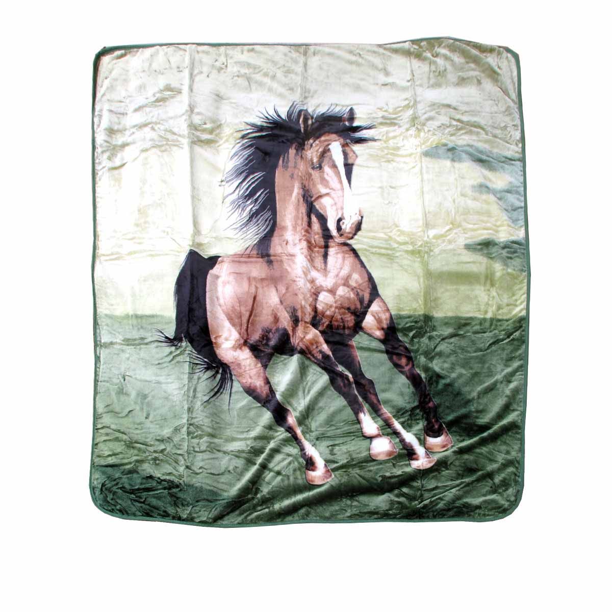 Soft 3D Animal Print Faux Mink Blanket Queen Dashing Horse
