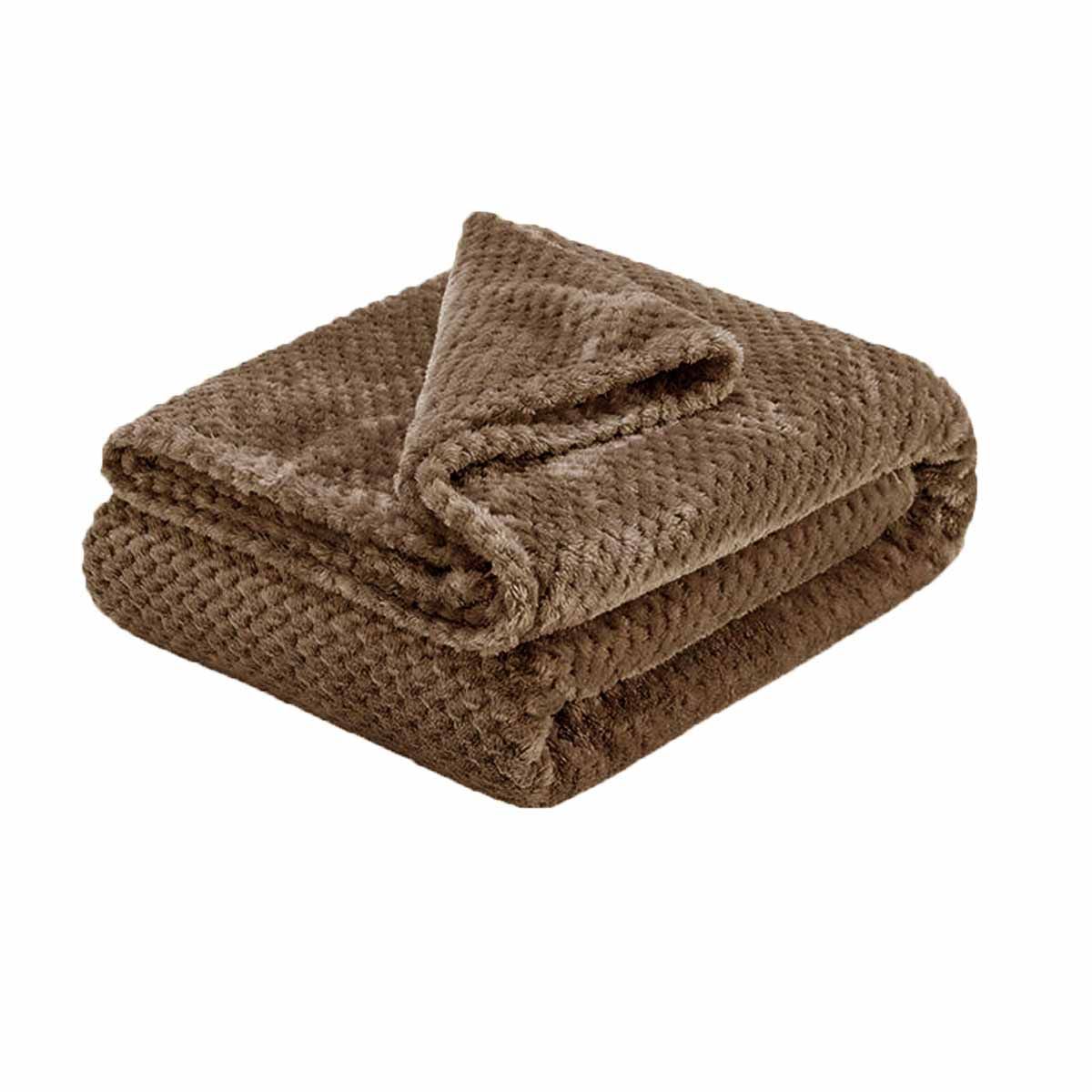 Soft Diamond Fleece Extra Large Throw / Single Sized Blanket Mocha