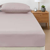 400TC Bamboo Cotton Fitted Sheet with Pillowcase Set Long Single Size 40cm Wall Dusty Pink