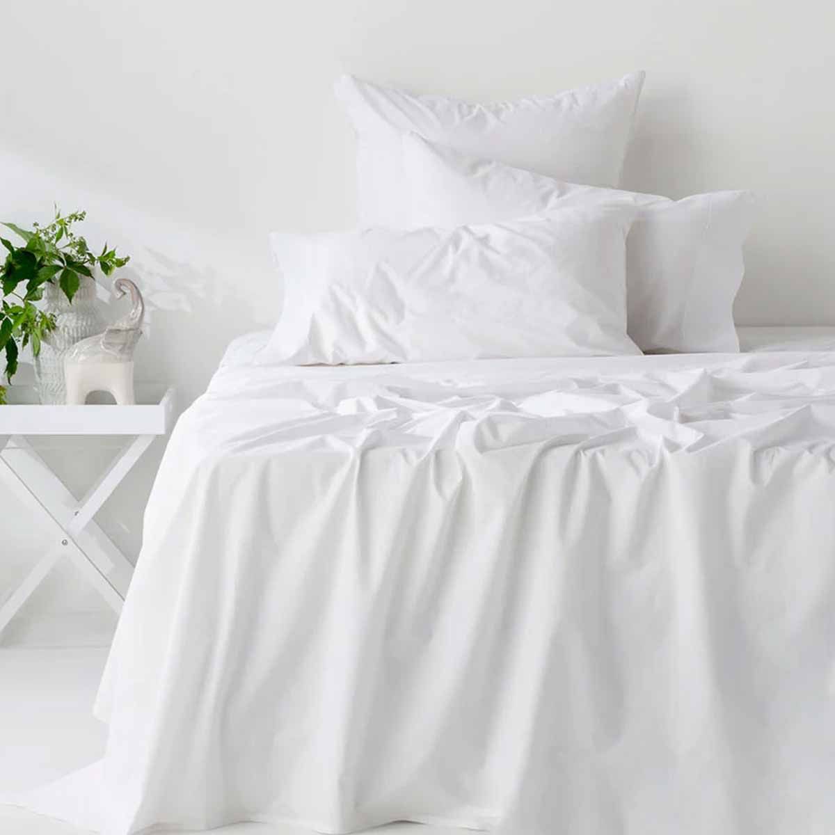 400TC Organic Cotton Premium White Sheet Set Long-Staple Commercial-Grade Durability Double