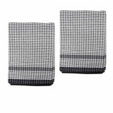 Hotel Living Set of 2 Jumbo Cotton Check Tea Towels 60x90cm Black