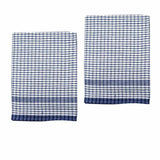 Hotel Living Set of 2 Jumbo Cotton Check Tea Towels 60x90cm Navy