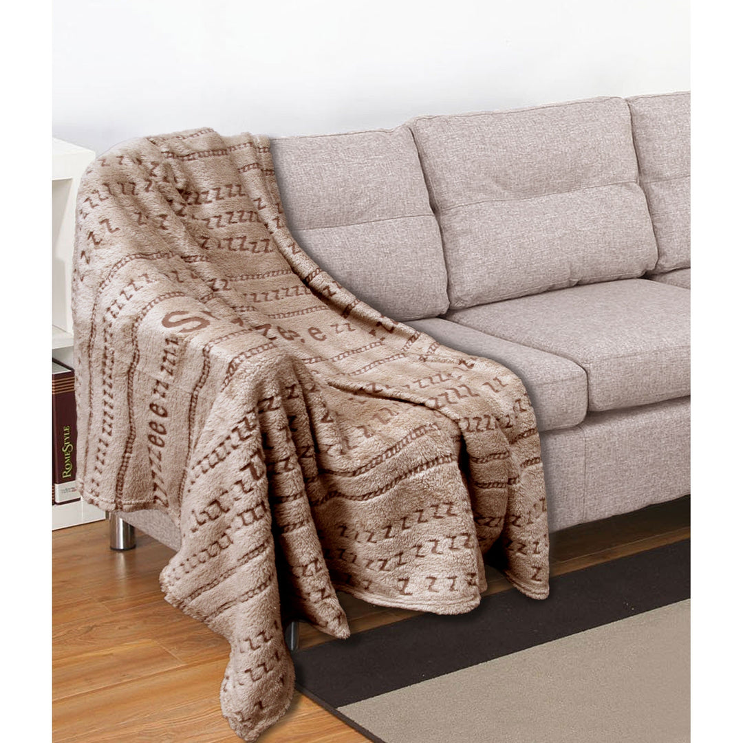 Embossed Print Throw Latte Snooze