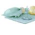 Set of 6 Damask Embossed Polyester Cotton Napkins Light Turquoise 40 x 40cm