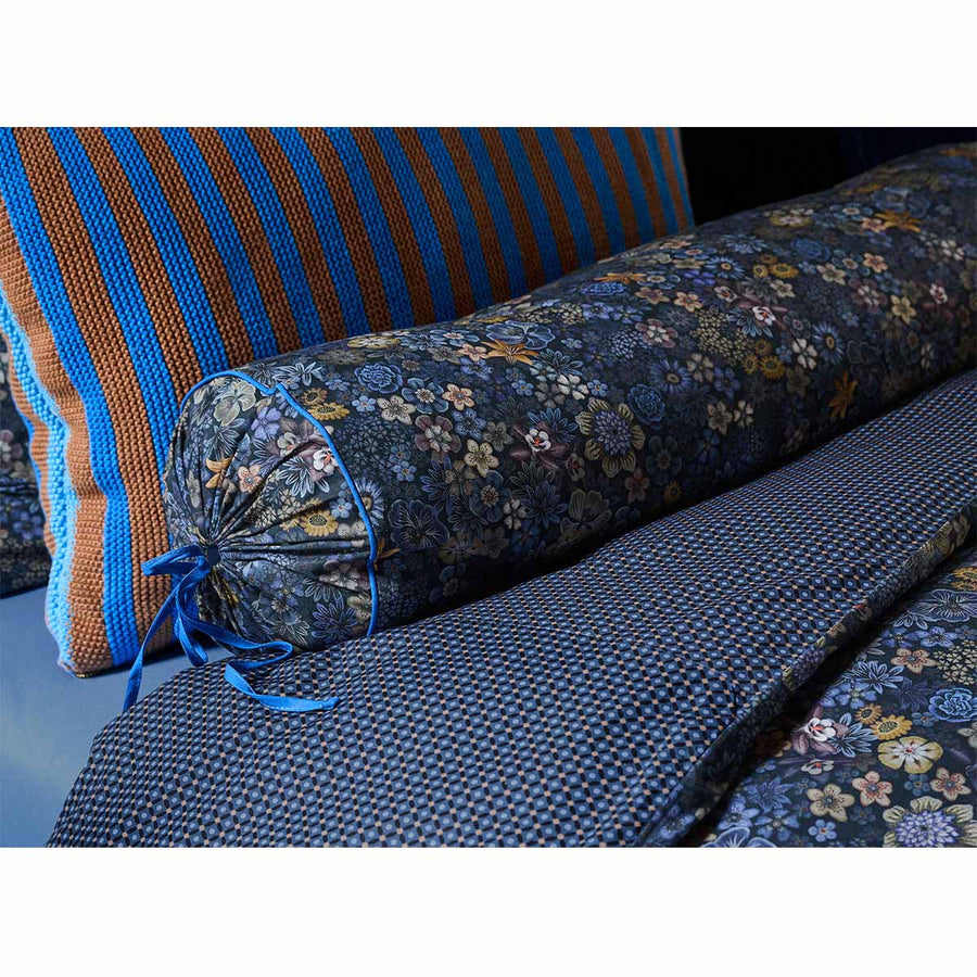 PIP Studio Tutti i Fiori Dark Blue Cotton Cover Roll Cushion 22cm x 70cm
