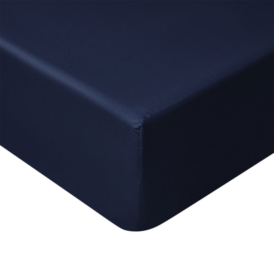 Accessorize 400TC Navy Bamboo Cotton Fitted Sheet 40cm Wall Queen