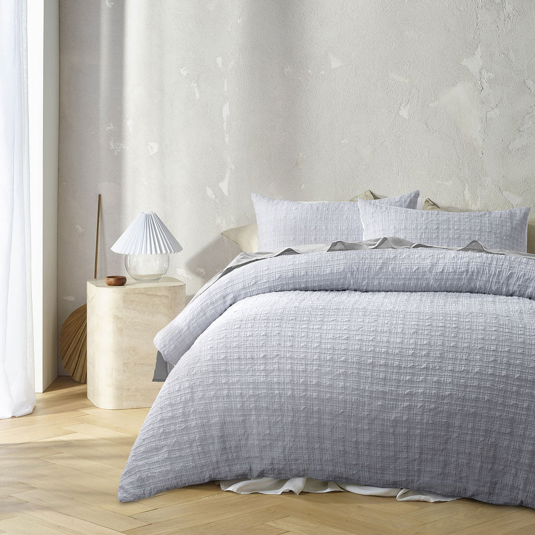 Accessorize Augusta Grey Ruched Quilt Cover Set Double