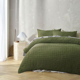 Accessorize Augusta Olive Crinkled Look Quilt Cover Set Queen