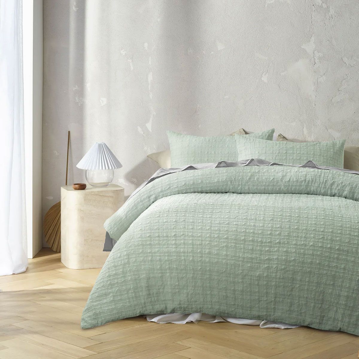 Accessorize Augusta Sage Crinkled Look Quilt Cover Set Queen