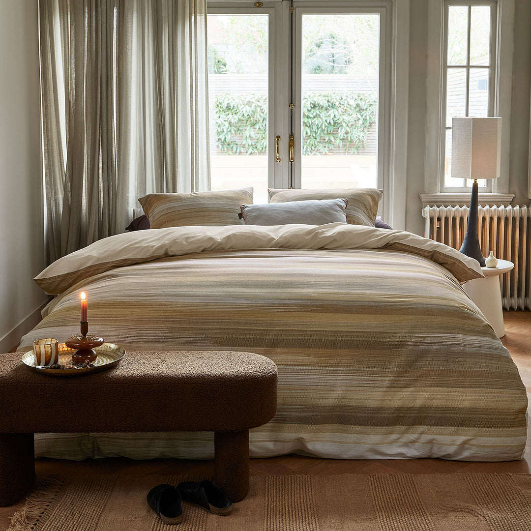 Bedding House Elie Natural Cotton Sateen Quilt Cover Set Queen