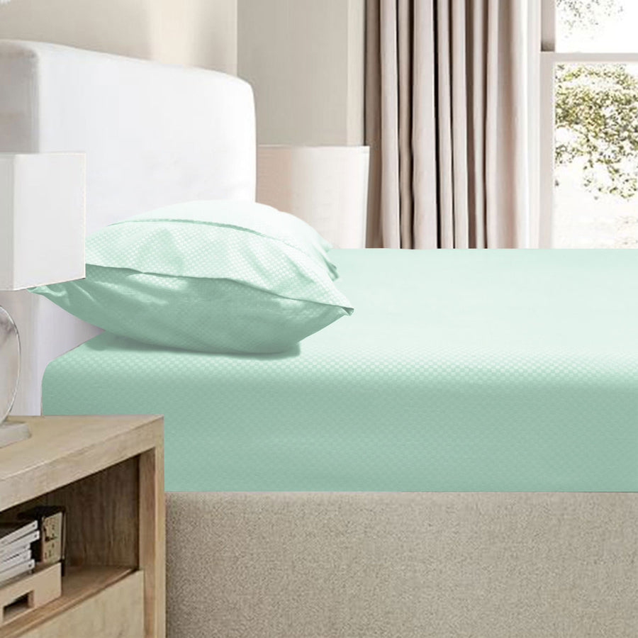 Ramesses 2000TC Bamboo Embossed Fitted Sheet Combo Set Aqua Double