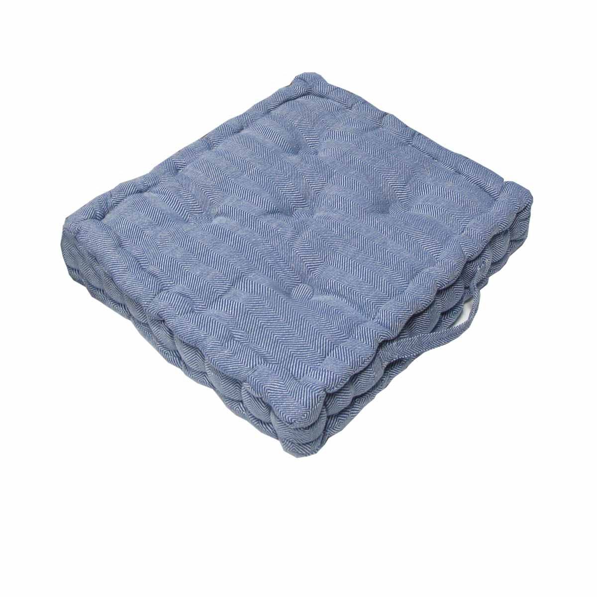 Rans Boxed Herringbone Chair Cushion Pad 40 x 40 + 7 cm Blue
