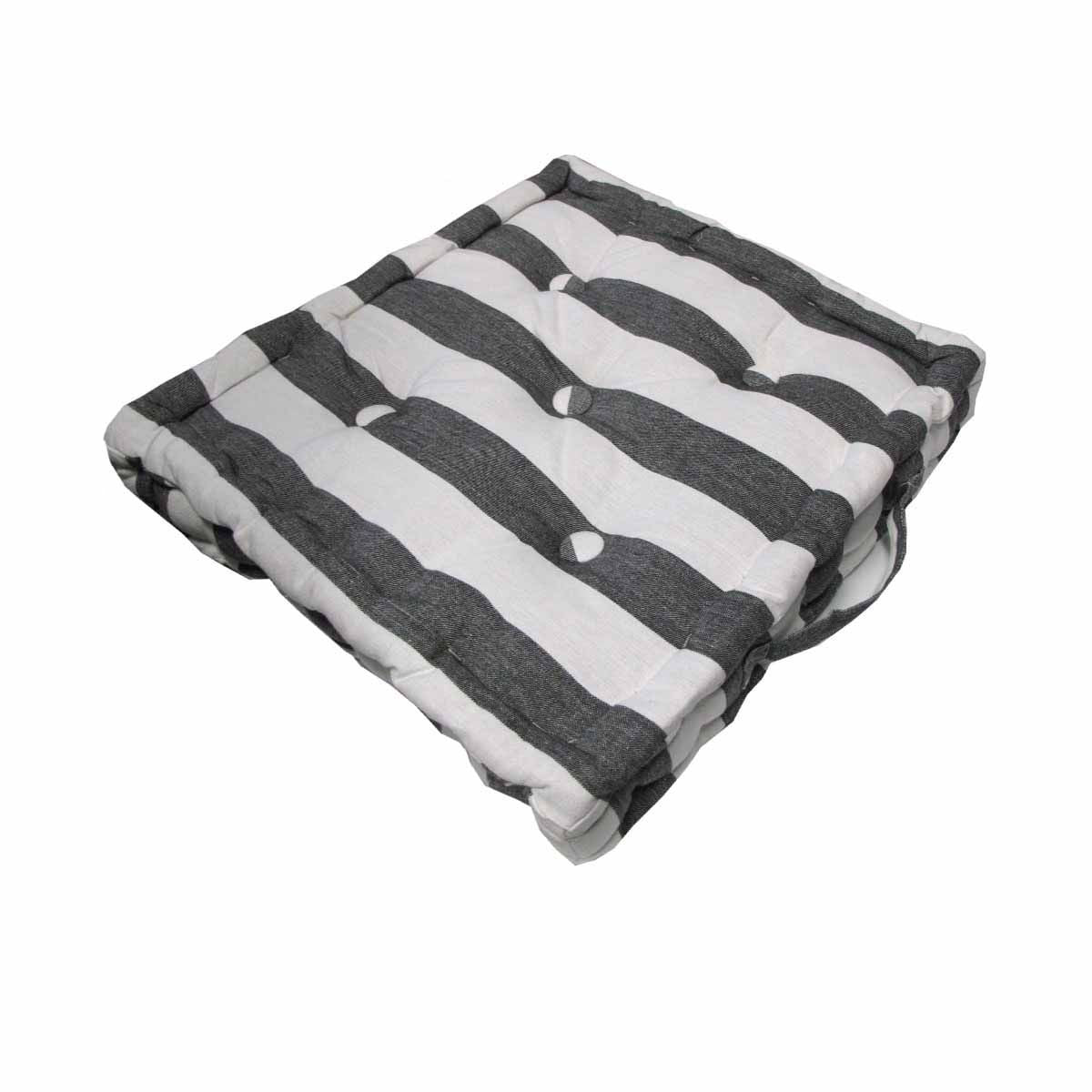 Rans Boxed Stripe Chair Cushion Pad 40 x 40 + 7 cm Black