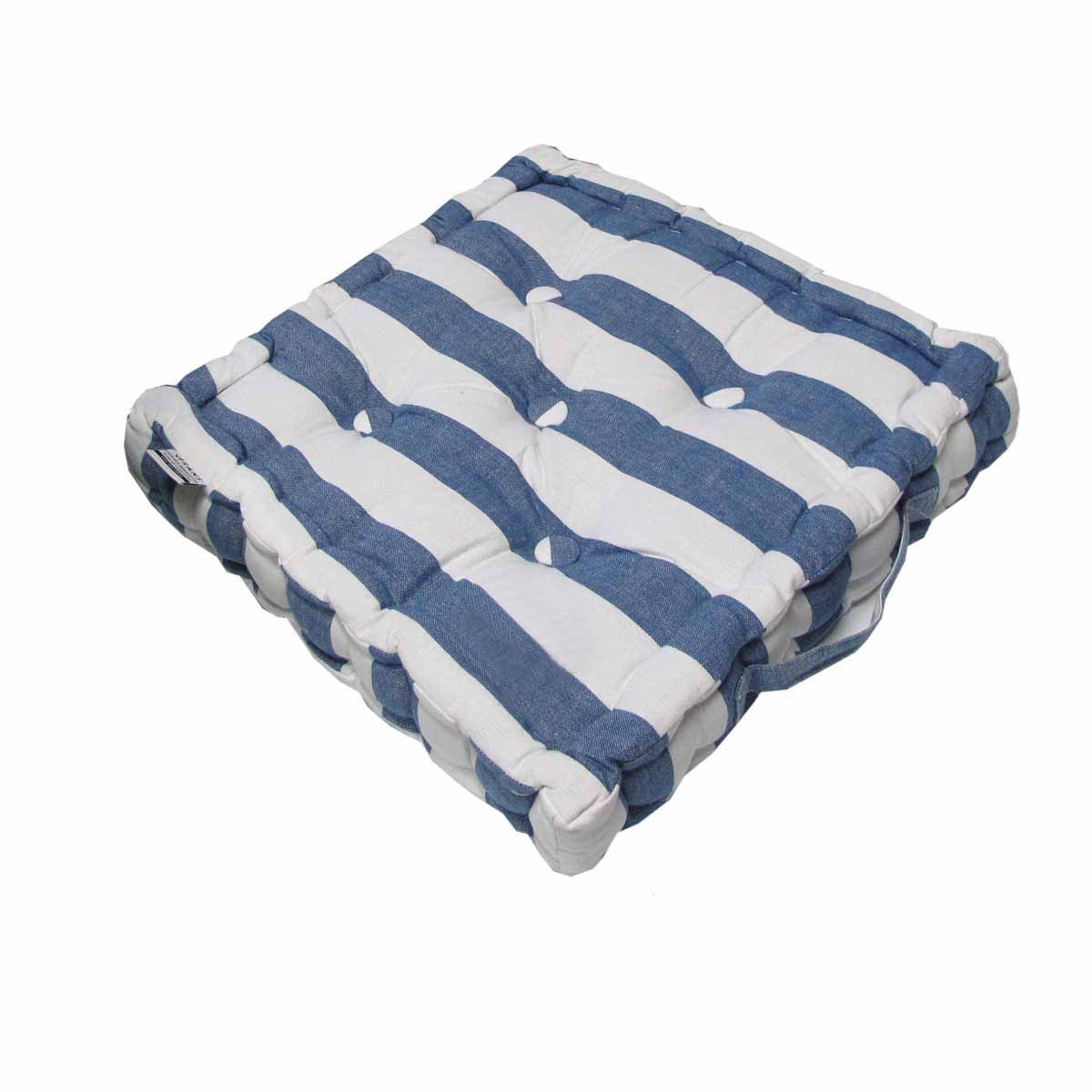 Rans Boxed Stripe Chair Cushion Pad 40 x 40 + 7 cm Blue