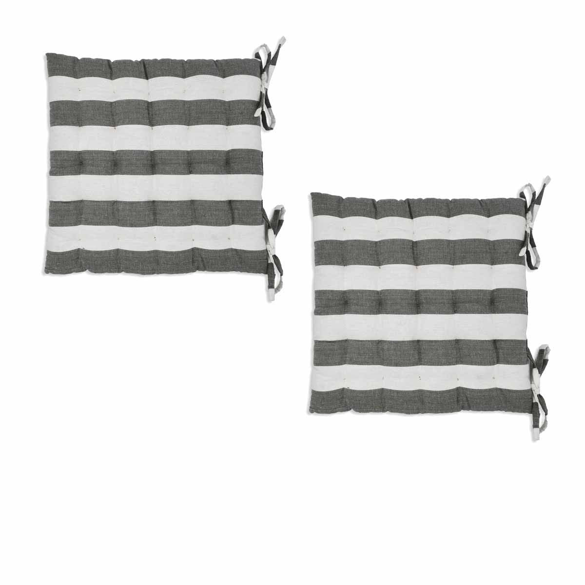 Rans Set of 2 Alfresco Stripe Chair Cushion Pads 40 x 40 cm Black