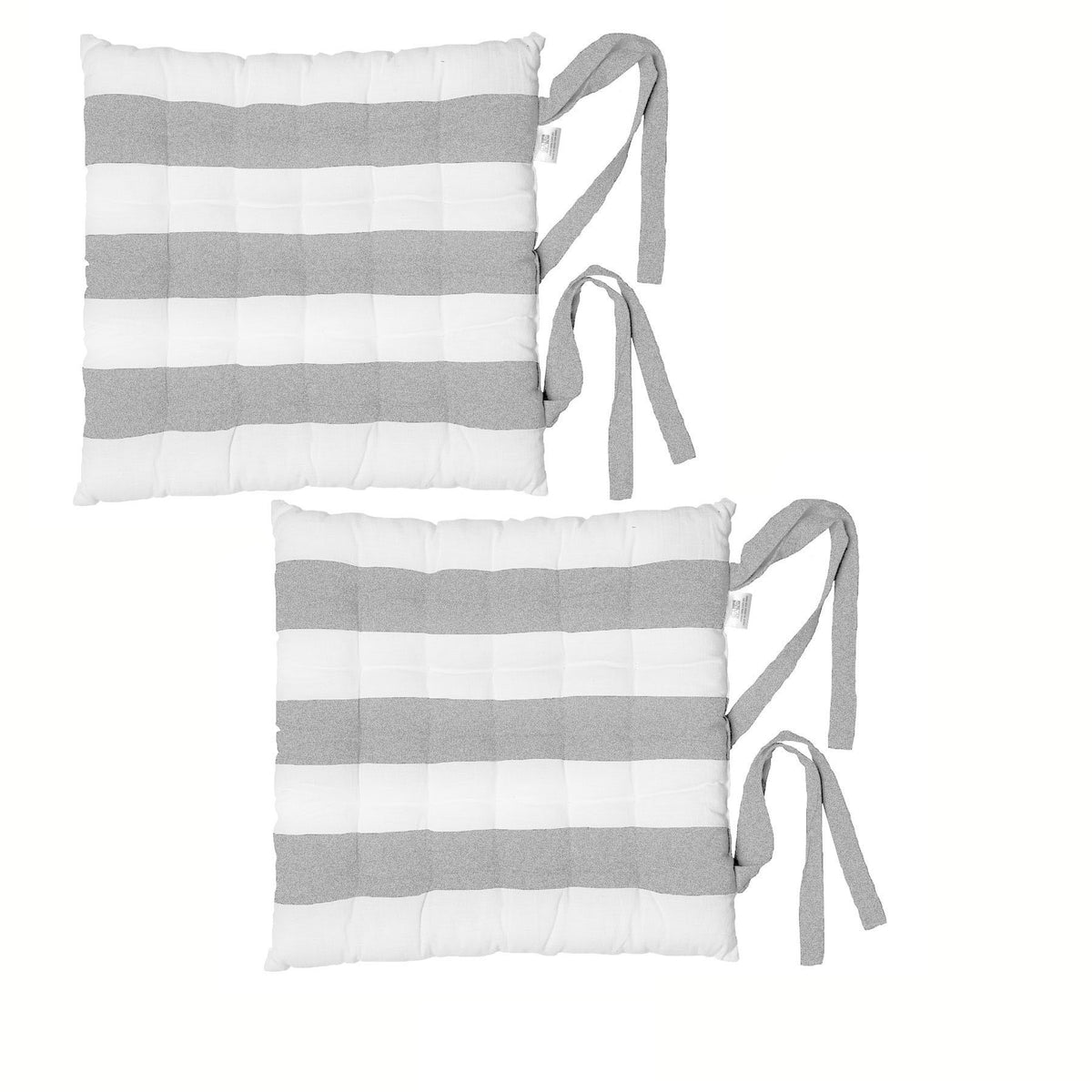 Rans Set of 2 Alfresco Cotton Chair Pads 40x40 cm - Striped Silver