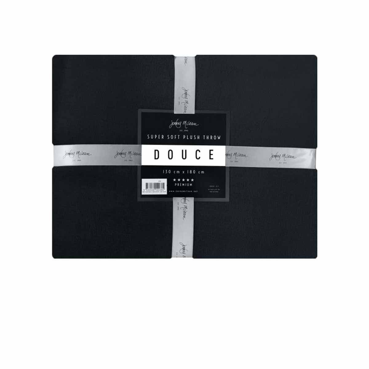 Jenny Mclean 300GSM Douce Super Soft Plush Throw 130 x 180 cm Black