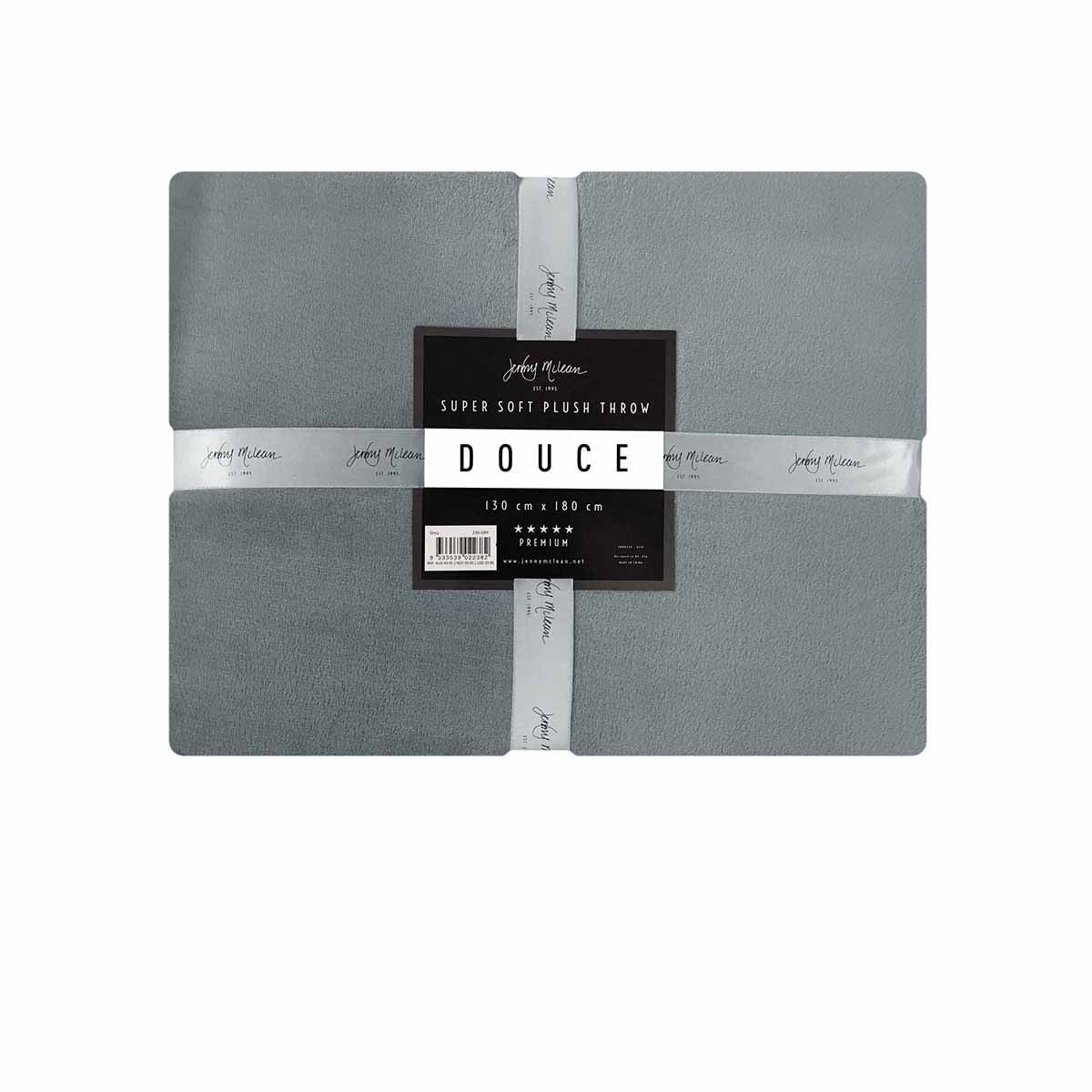 Jenny Mclean 300GSM Douce Super Soft Plush Throw 130 x 180 cm Grey