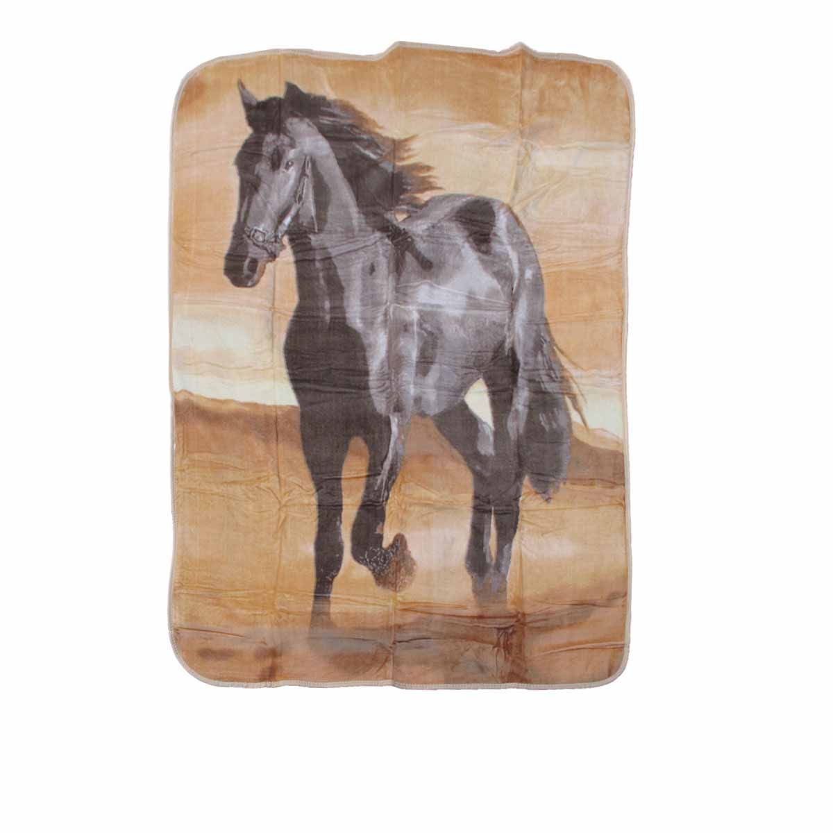 Soft 3D Animal Print Faux Mink Blanket Single Desert Horse